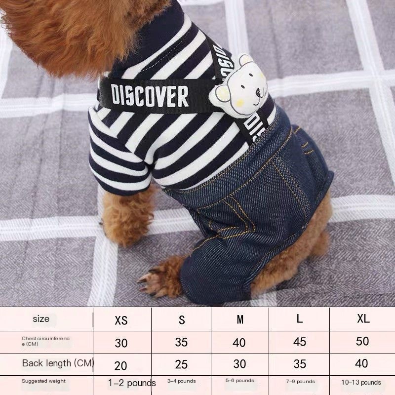 Small Dog Warm Casual Striped Strap Pants