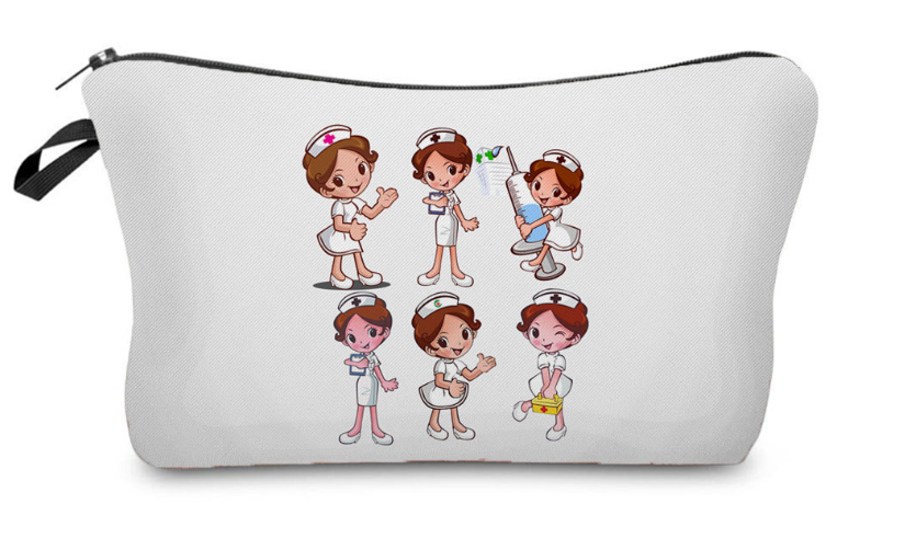 Cartoon Ladies Nurse Printed Cosmetic Bag 4