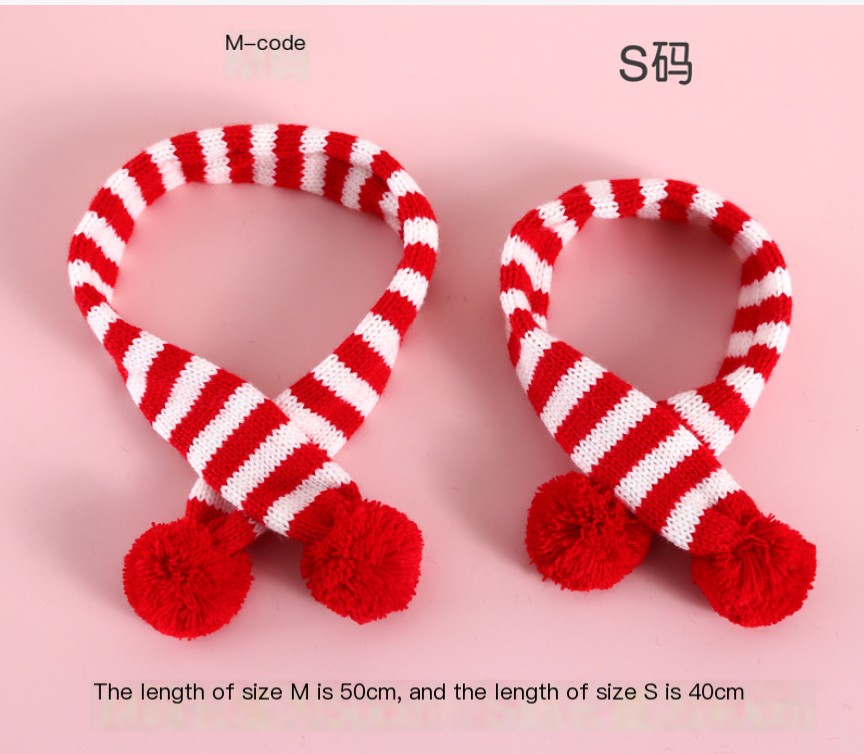 Pet Knitted Woolen Striped Christmas Scarf