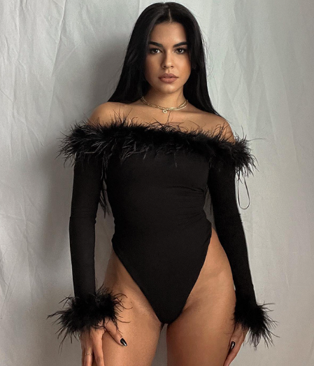 Camiseta de manga larga con ribete de piel