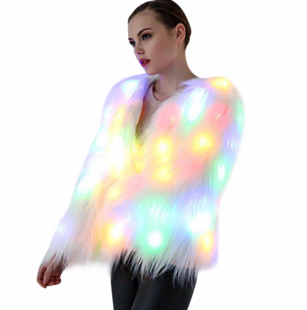 LED Glowing Faux Fur Coat Image 1