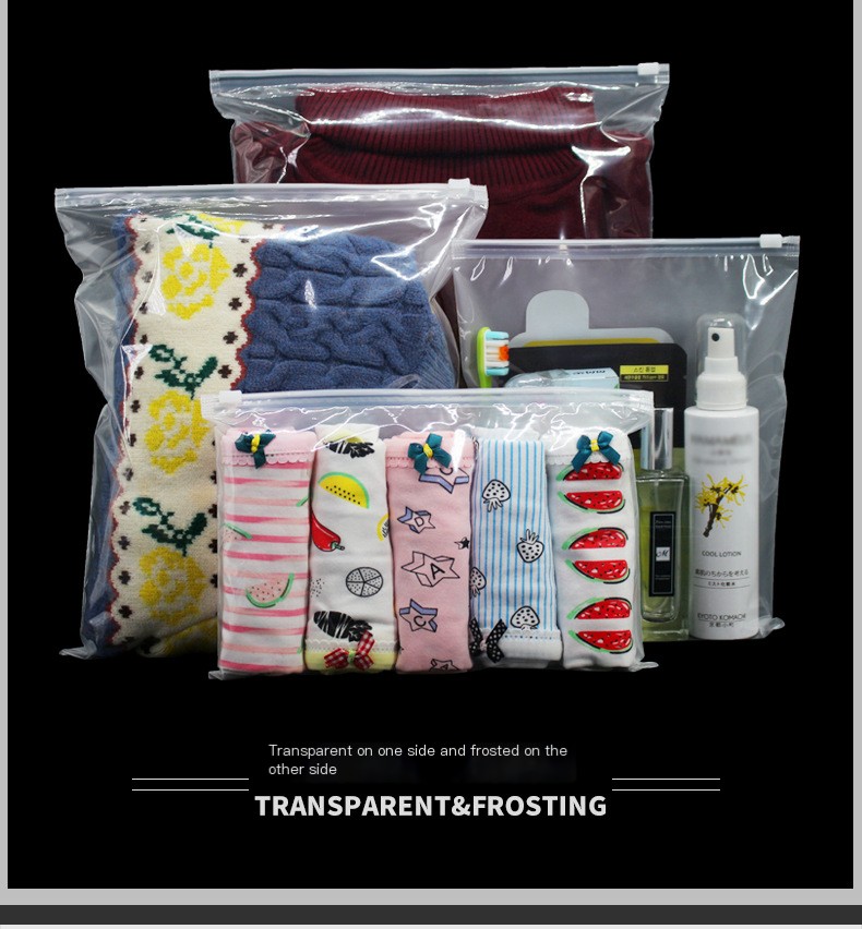 Thickened transparent frosted zipper bag wholesale custom pe ziplock bag plastic underwear socks storage clothing packaging bag