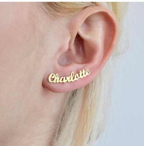 Custom Name Earrings - Silver