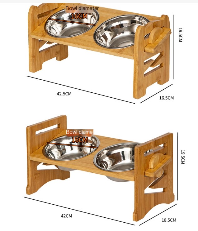 Bamboo Cat Bowl Rack