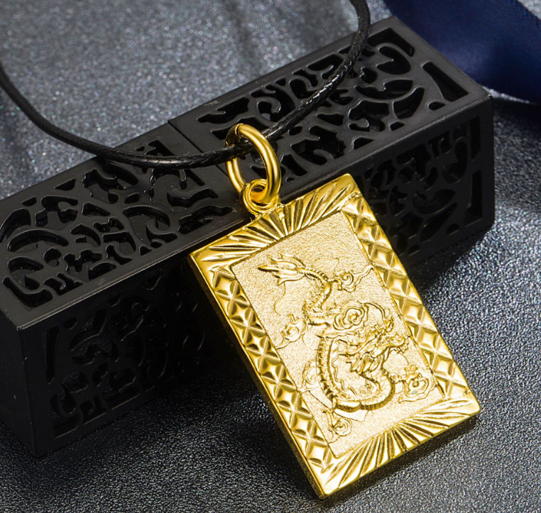 Dragon pendant with black leather rope