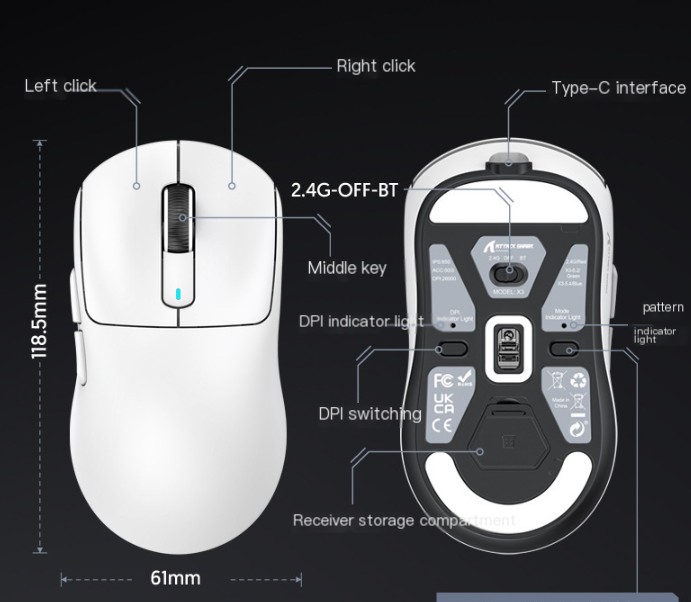 Kysona M600 White Wireless Gaming Mouse