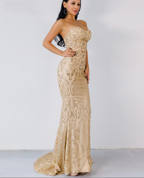 Elegant Evening Dress - Gold