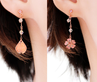 Cherry Blossom Pendant Stud Earrings Image 2
