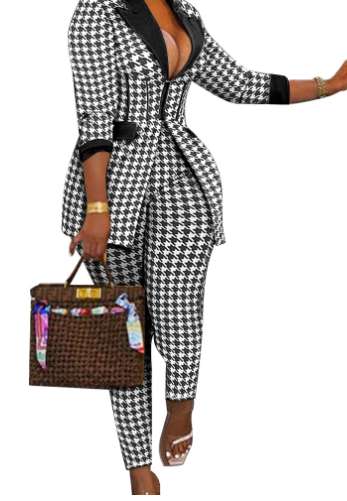 Conjunto Blazer e Calça Pied Poule/休闲衣（一套）