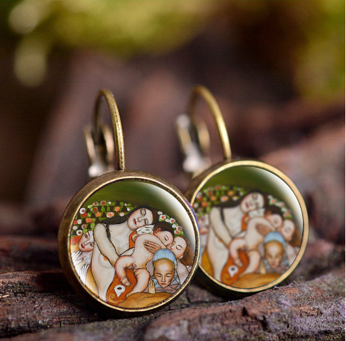 Vintage Oil Painting Earrings Design 2