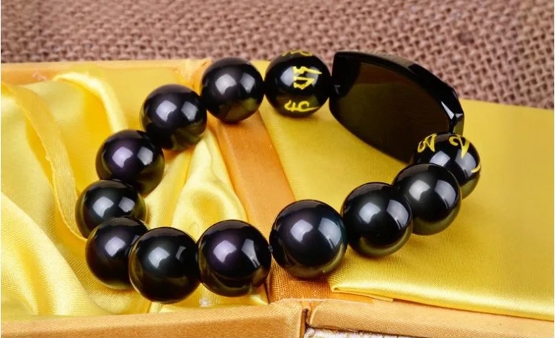 Obsidian Buddha Bracelet 1