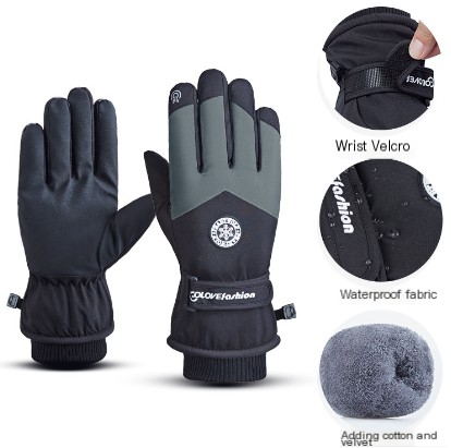 Ski Gloves Black and Gray