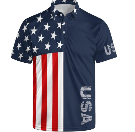 Fashion USA Flag Pattern Polo Shirt