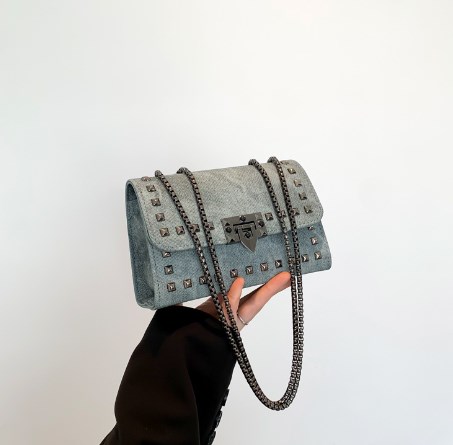 Rivet Chain Bag - Navy Blue