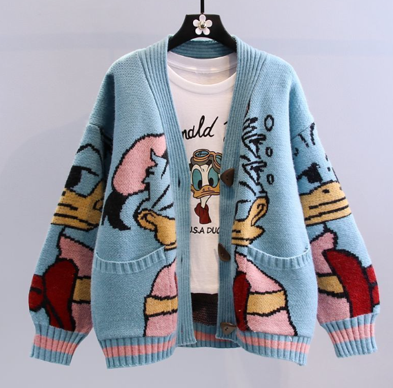 Retro Rocket Jacquard Loose Sweater