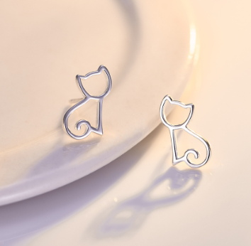 Cat Stud Earrings Image 1