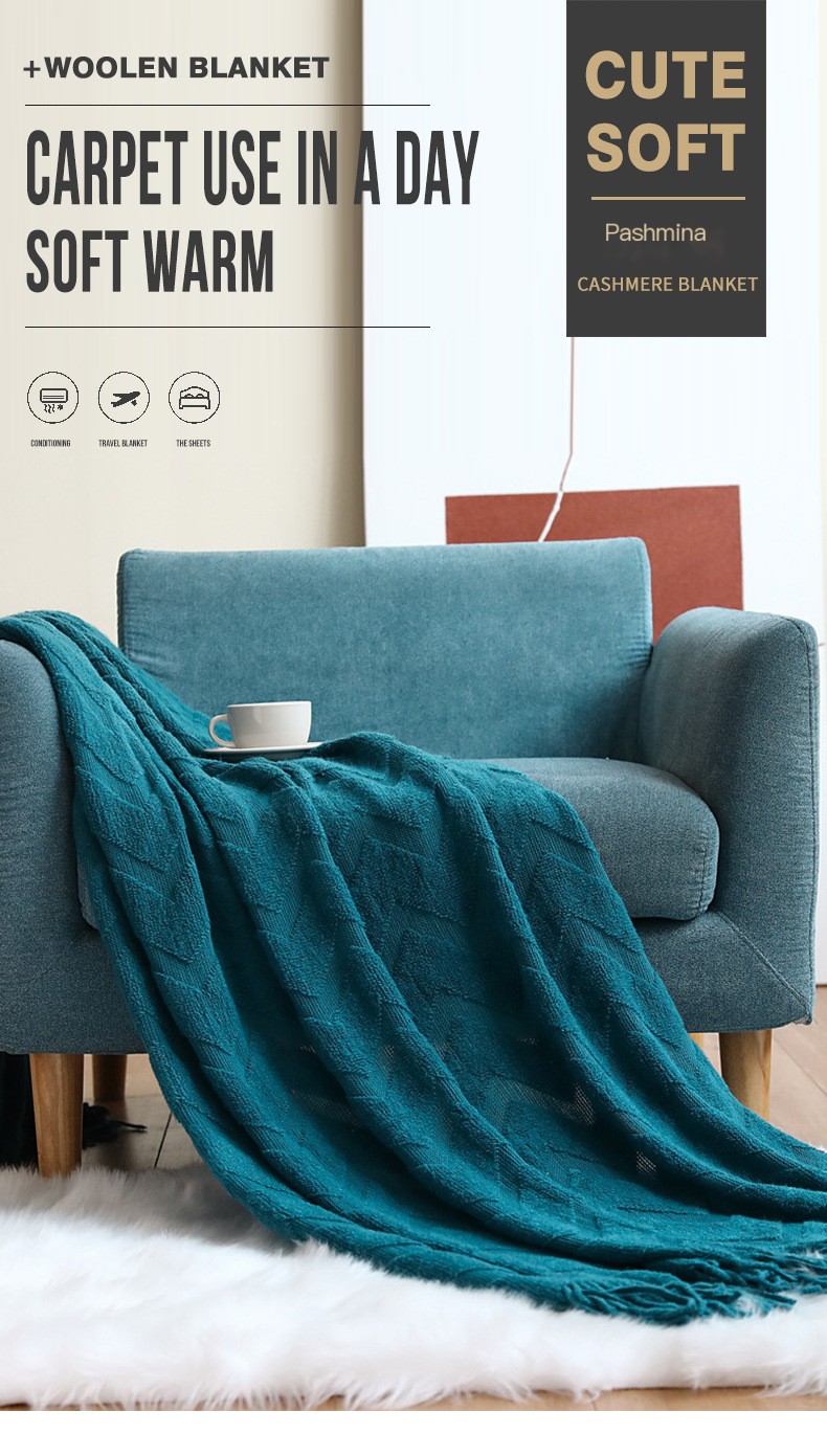 Knitted Geometric Throw Blanket