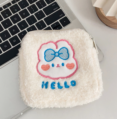 Teddy Velvet Coin Purse - Pink Bunny