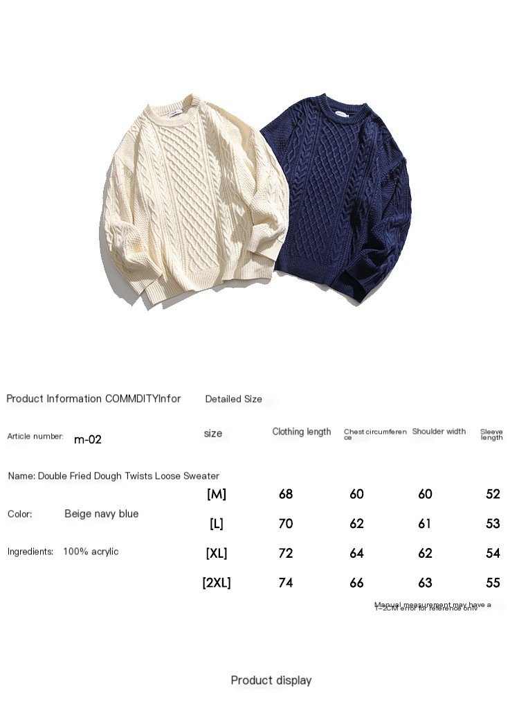 Winter Acrylic Cotton Blend Crew Neck Sweater