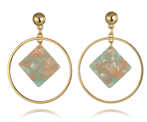 Geometric Earrings Light Green