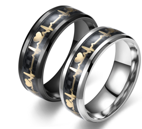 Couple Carbon Fiber ECG Couple Ring