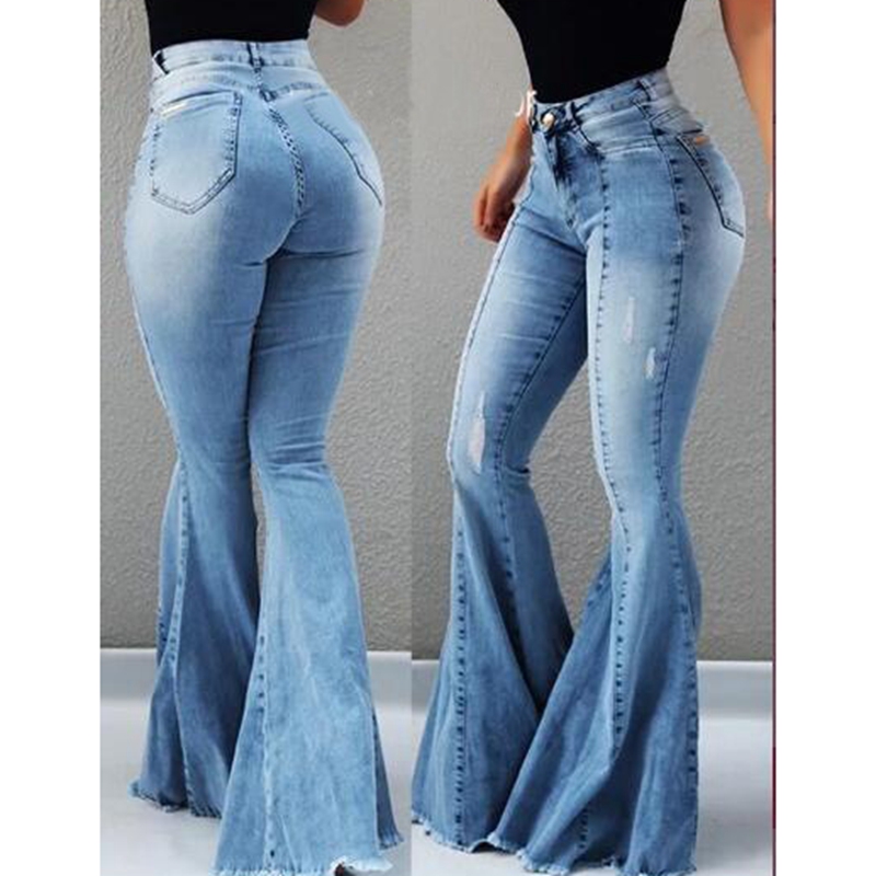 High-Waisted Flared Denim Pants Image 2