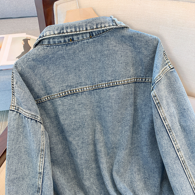 Women's Plus Size Denim Jacket Back View