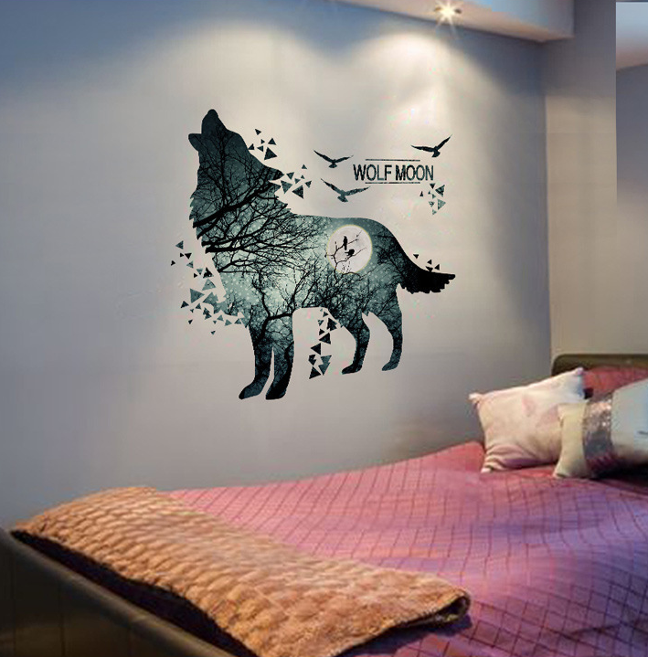 Wolf Moon Forest Night Wall Decal