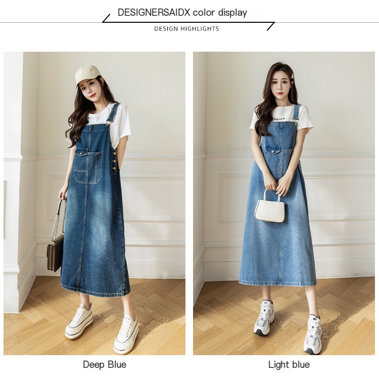 Denim Suspender Dress Image 2