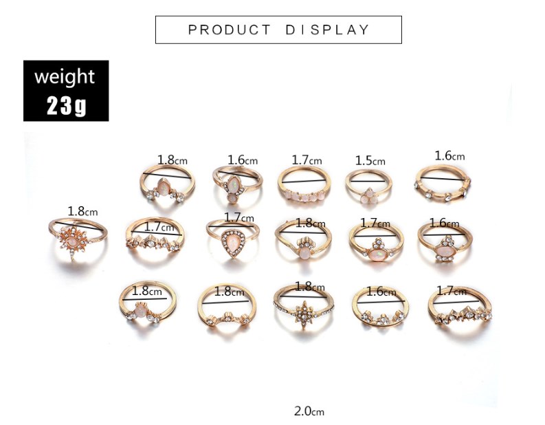 Crown Water Drop Ring Set