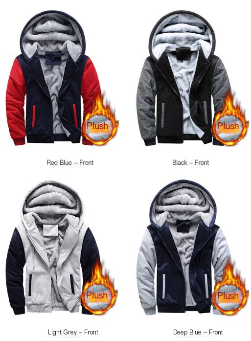 Cozy Interior of Men's Thickened Fleece Hoodie