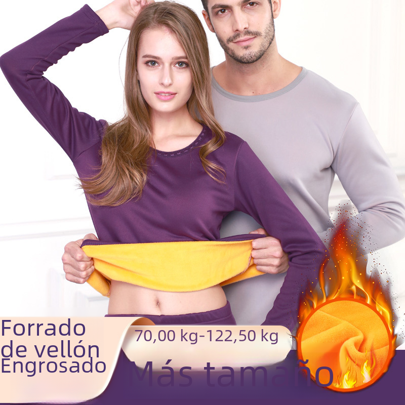 Winter plus fertilizer to increase thermal underwear women plus velvet padded cold cotton sweater men's large size autumn clothes autumn pants wholesale image