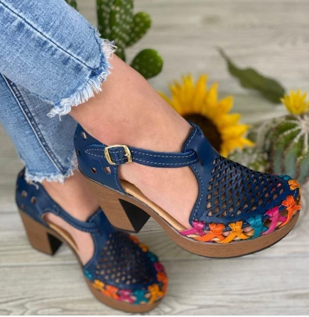 Stylish low-heeled sandals