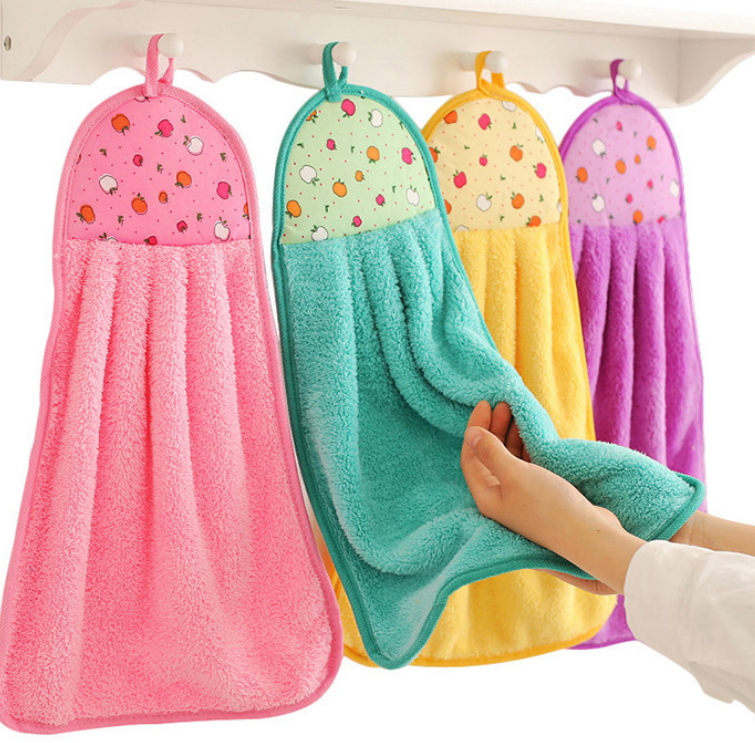Coral Velvet Hand Towel Green