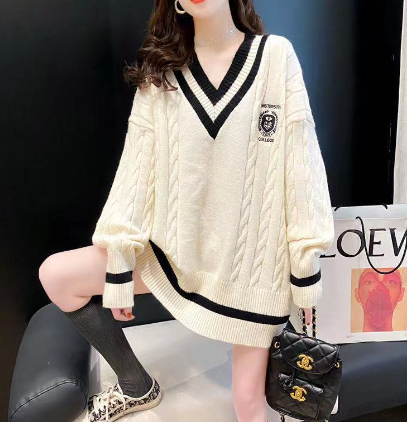 White V-Neck Sweater