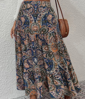 Navy Blue Ruffle Skirt