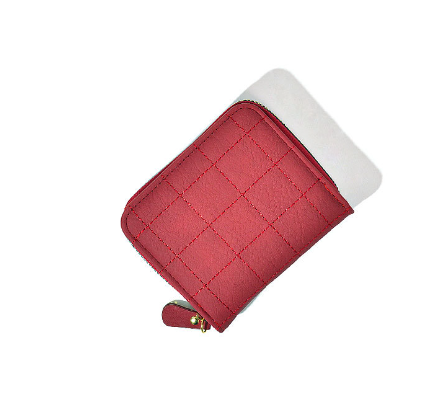 Double Zipper Pull Cowhide Multifunctional Coin Purse - Pink