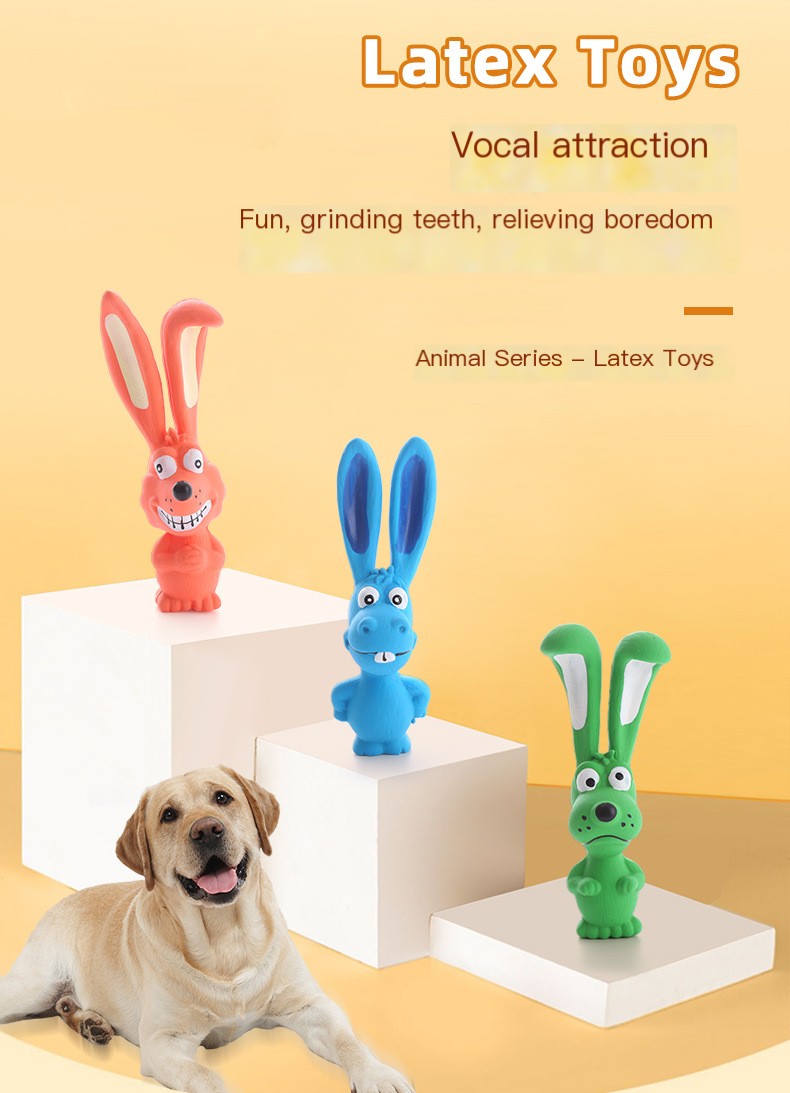 Dog Playing with Rabbit Toy