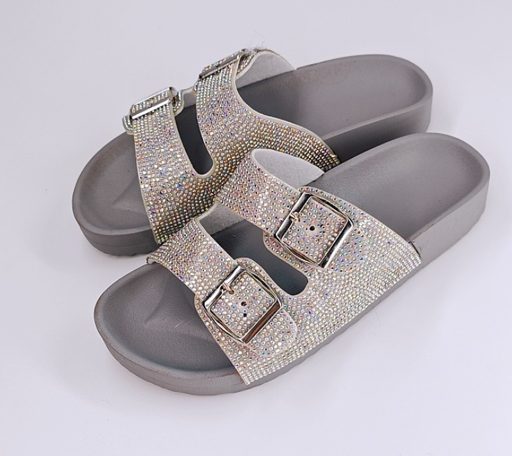 Diamond-Embellished Women's Sandals Silver