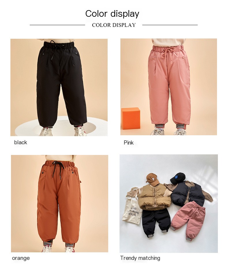 2022 Winter New Children's Down Pants for Boys and Girls Thickened Warm Baby Small and Medium-sized Children's Outer Wear Cotton Pants