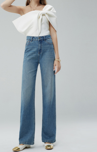 Women's Cat Whisker Washed Ripped Straight Leg Jeans 5