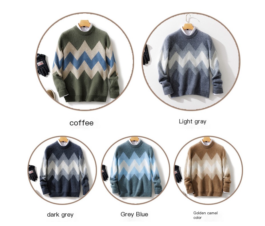 Men's Round Neck Thickened Pullover Wool Sweater - Image 3