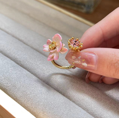 Women's Fashion Simple Enamel Three-dimensional Flower Ring Image 3
