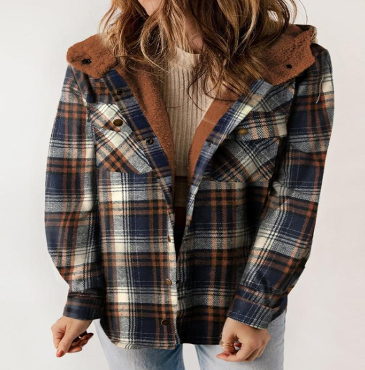 Plaid hooded jacket image