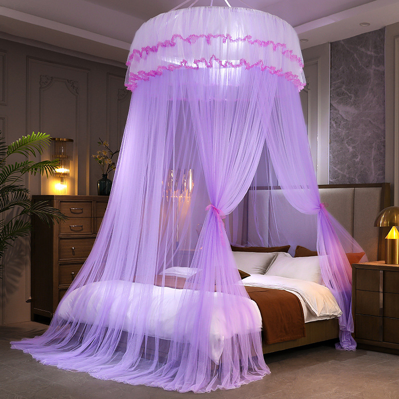 Factory direct dome ceiling mosquito net fresh encryption net yarn Princess wind installation-free floor top Mosquito Net Wholesale image