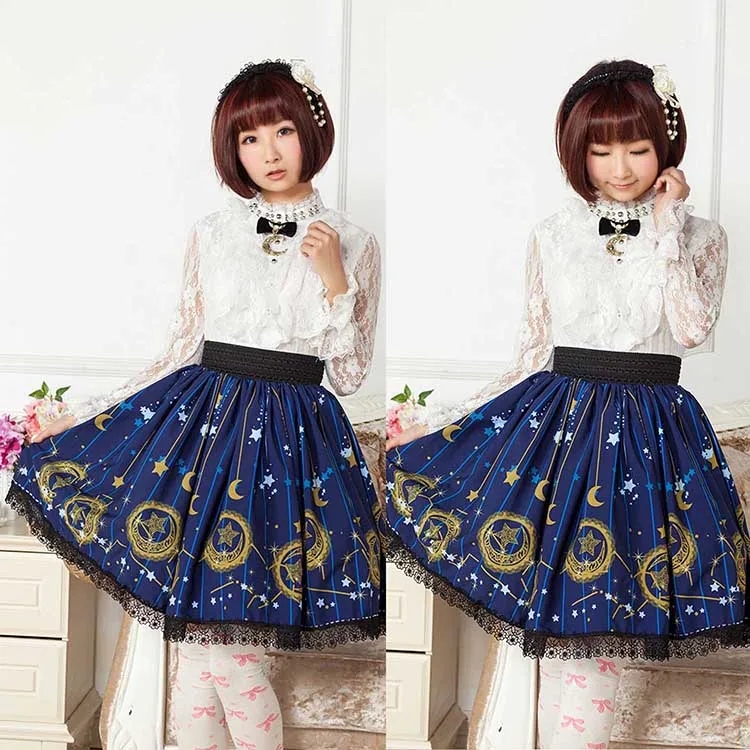 Mori Girl Blue Skater Skirt - Image 5