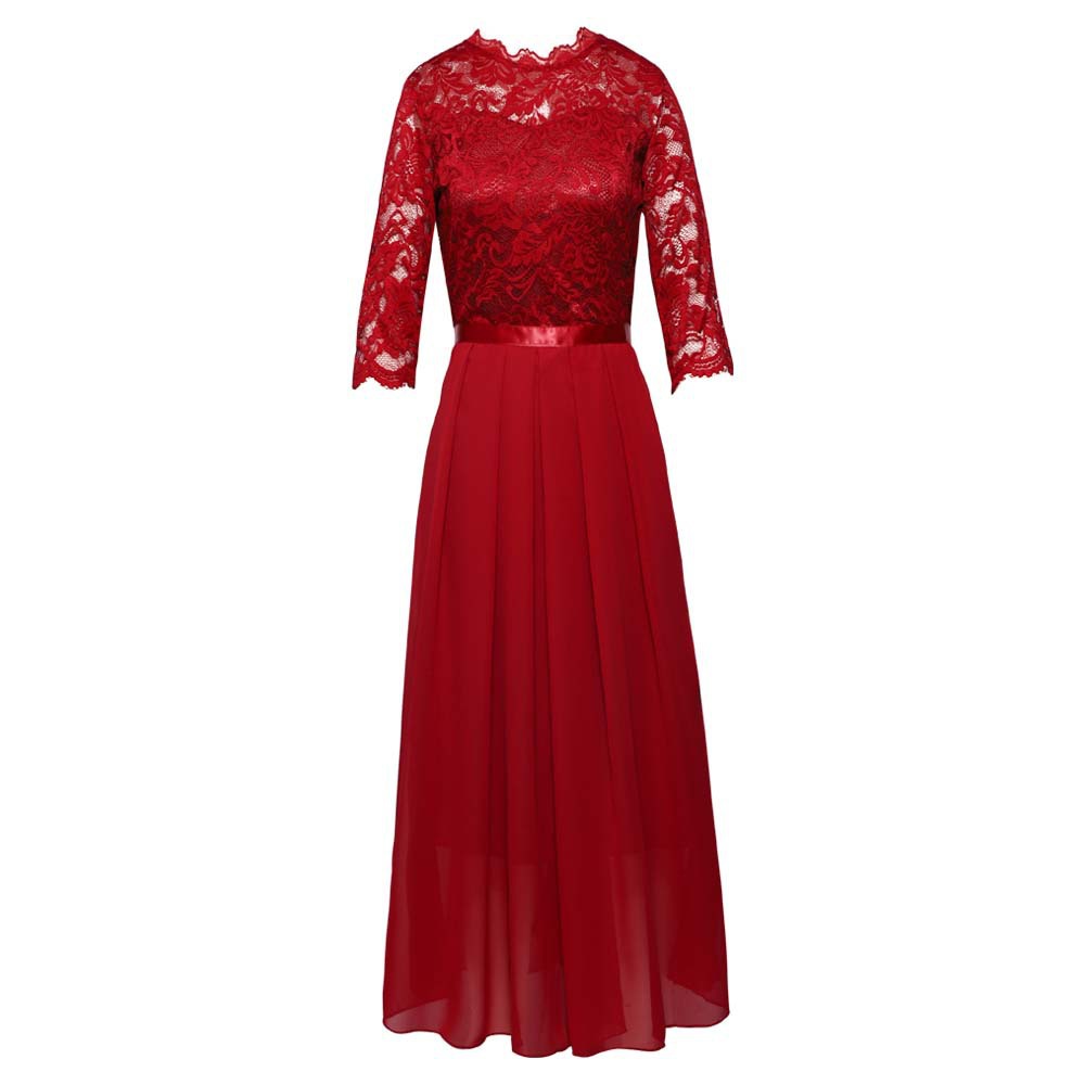 Round Neck Lace Long Dress Image 3