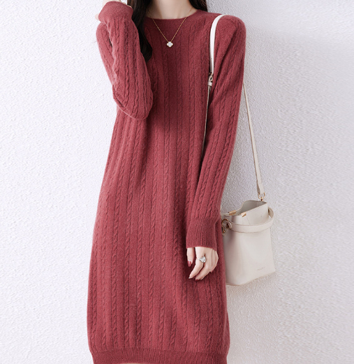 Round Neck Cable Knit Dress Image 2