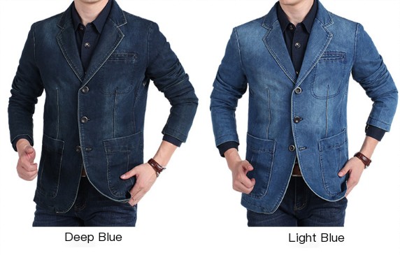 Smart Casual Denim Blazer - Light Blue