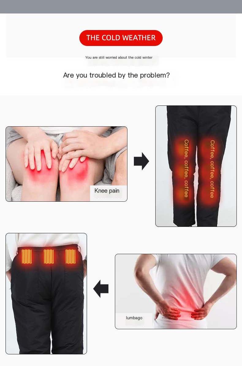 USB smart heating pants 12 zone heating couple straight pants winter electric heating pants thickened down pants wholesale